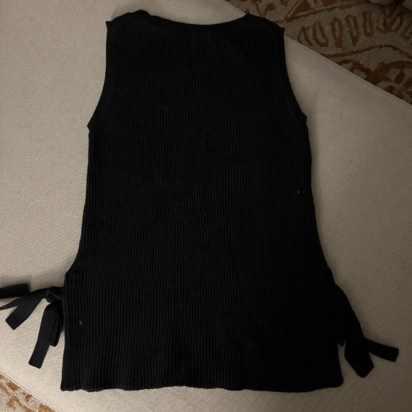 J. Crew Factory Black Sleeveless Ribbed Sweater with Tie Sides Sz XXS - Picture 5 of 5